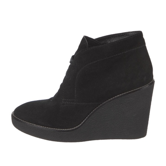 AQUATALIA Black Suede Ankle Lace Up Wedge Ankle Boot - sz 10 - Picture 3 of 6